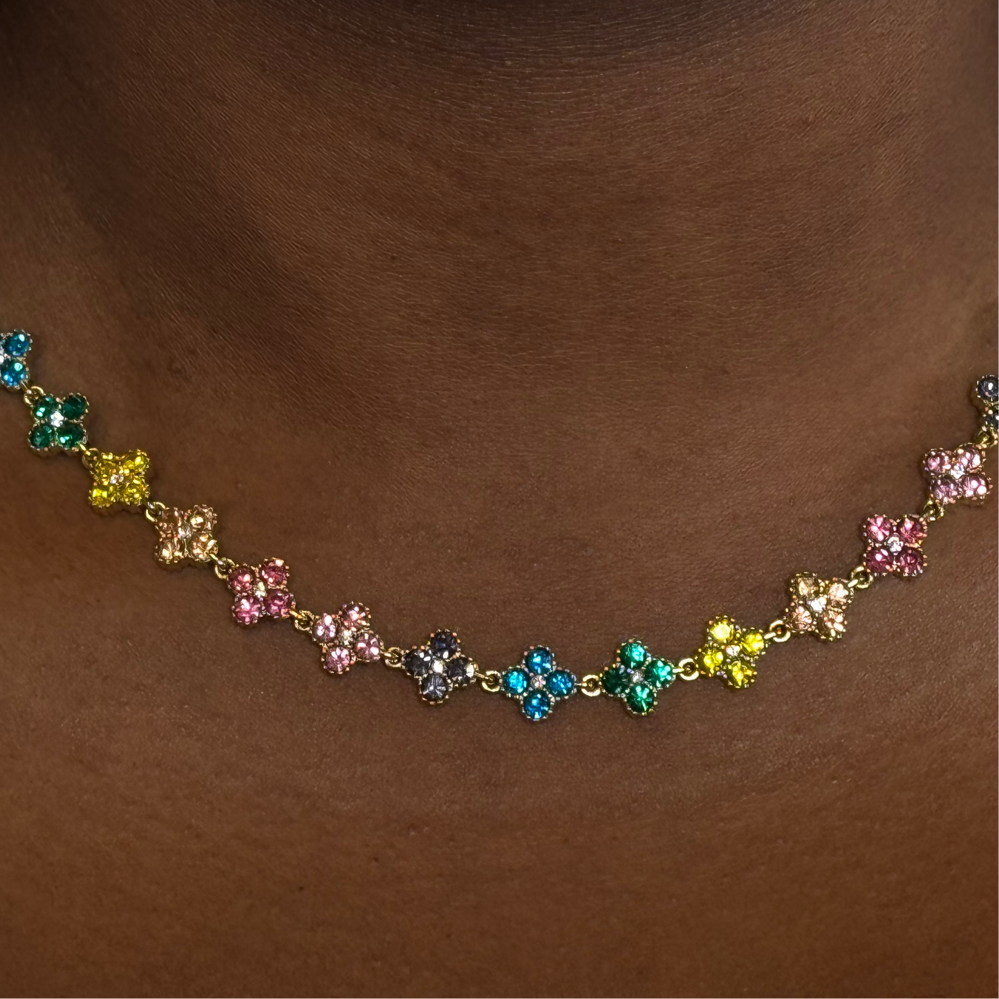 Sheri multicoloured tennis necklace
