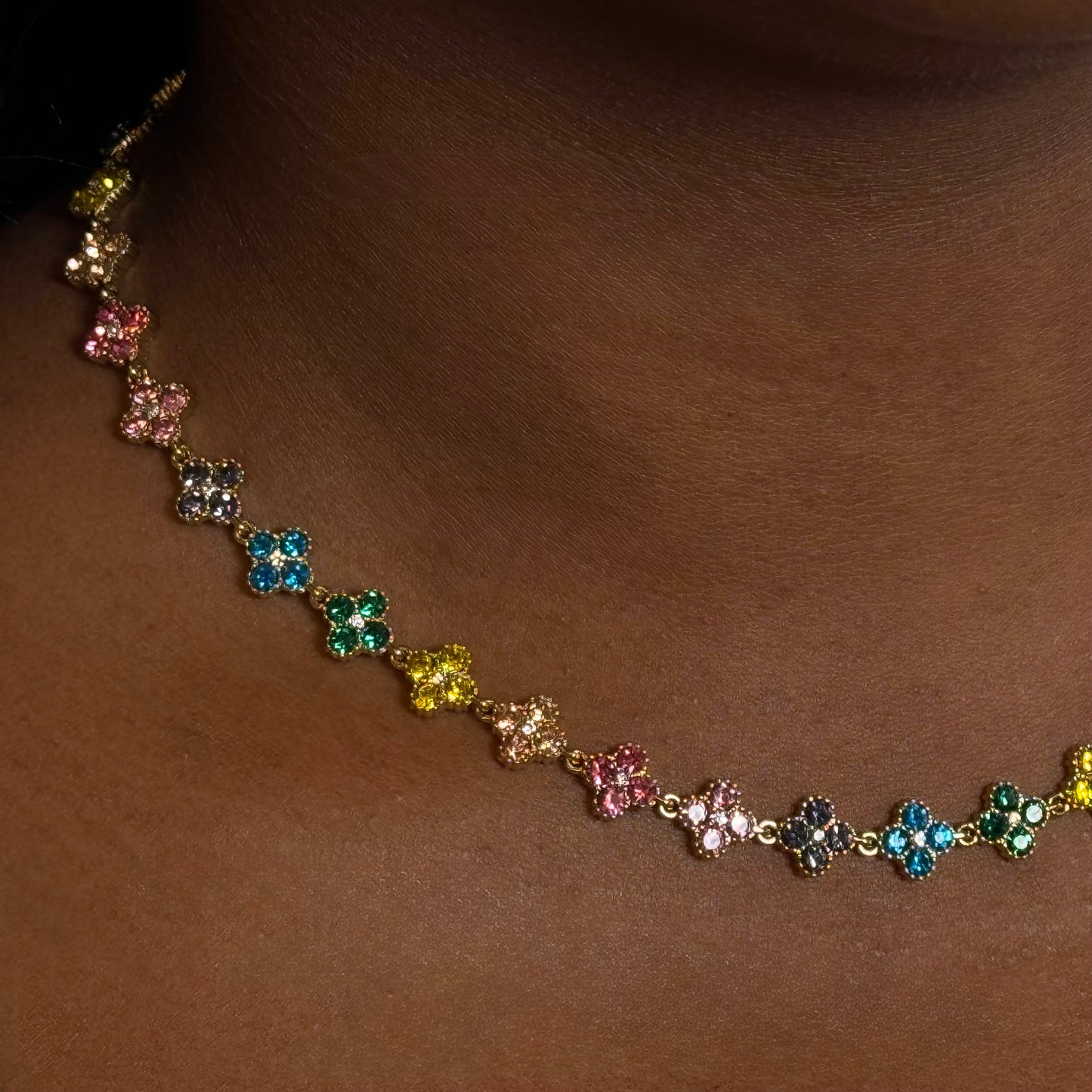 Sheri multicoloured tennis necklace
